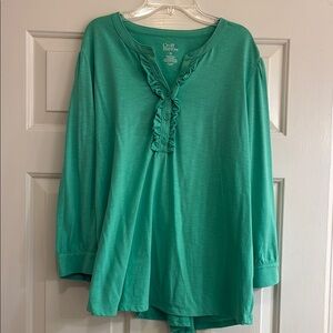 Croft & Barrow Green Ruffled Tunic